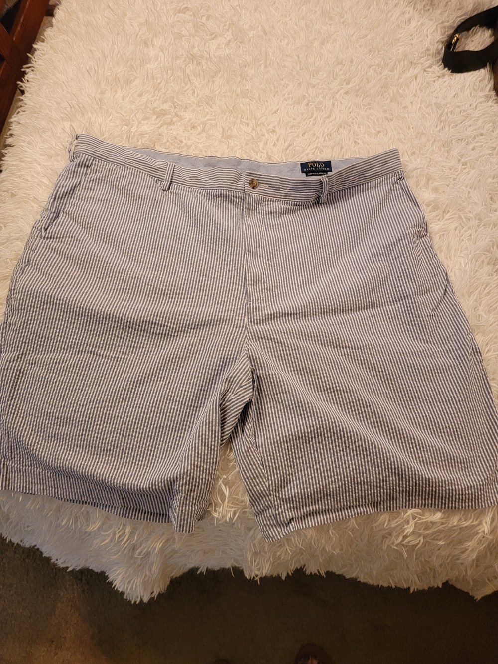 Polo by Ralph, Lauren Men's Blue Seersucker Shorts, Great Shape